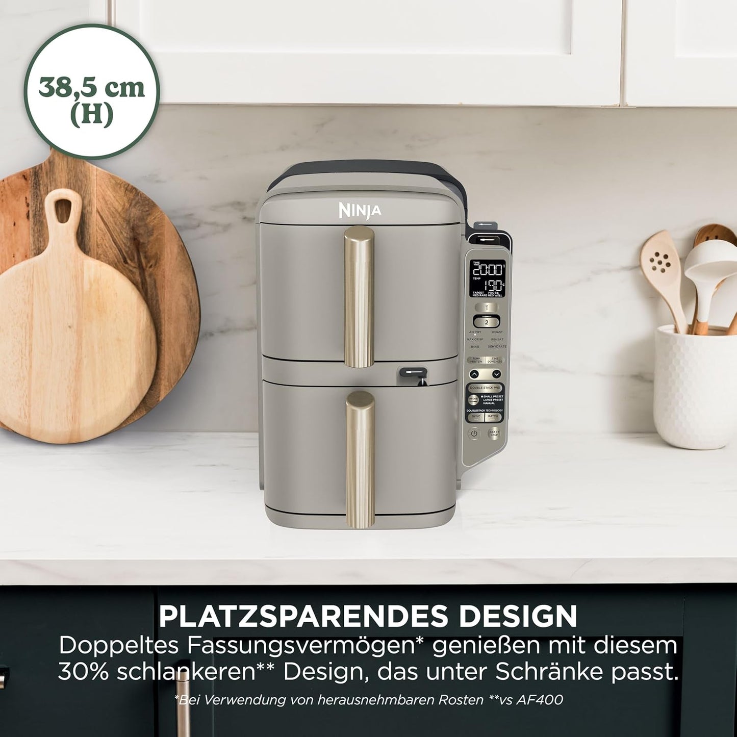 Ninja Double Stack XL-Heißluftfritteuse, 6 Funktionen, Steingold SL451EUSD