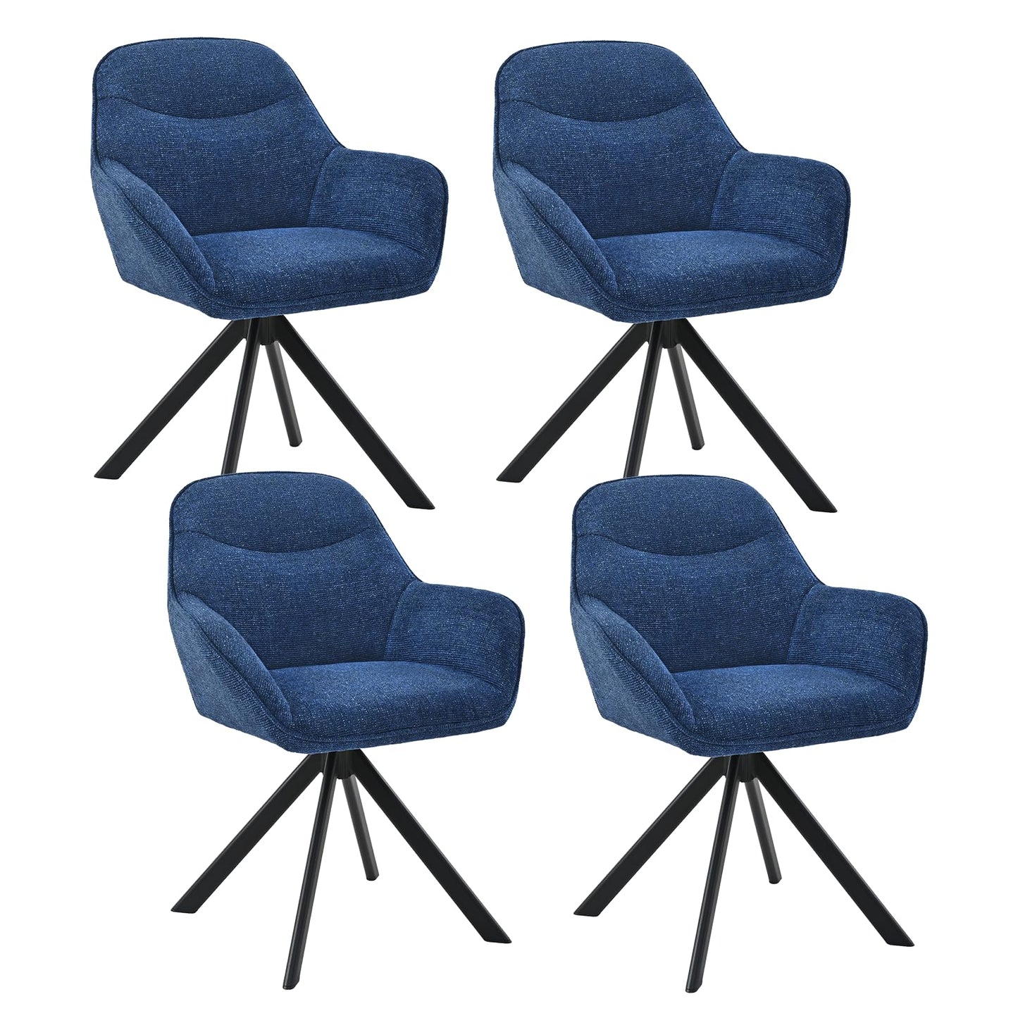 6er Set Esszimmerstühle Drehbar mit Armlehne, 360° Drehstuhl Polsterstuhl Samt Modern Küchenstuhl mit Metallbeine für Esszimmer, Wohnzimmer, Büro, Dunkelgrau