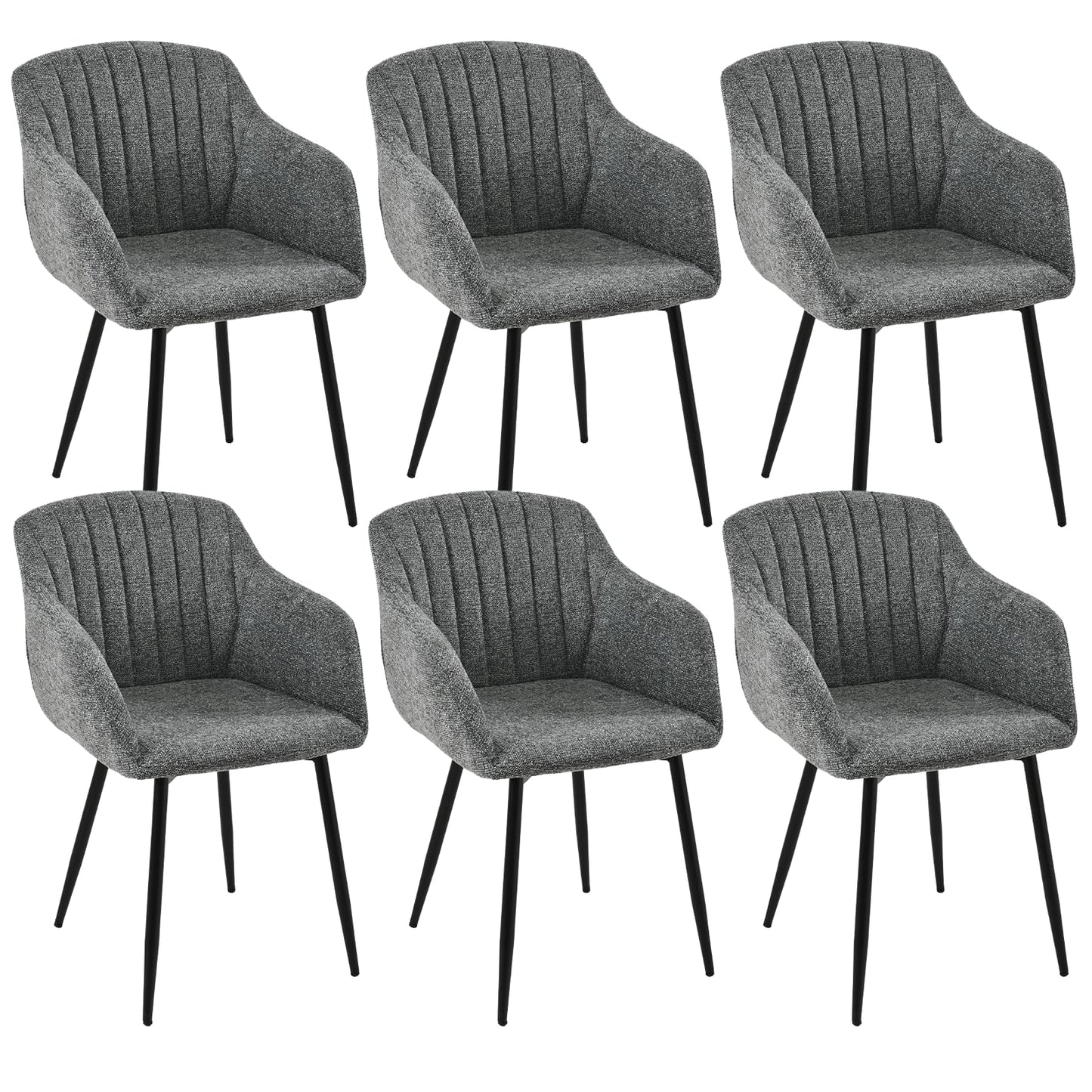 Esszimmerstühle Beige 4er Set mit Armlehnen, Modern Polsterstühle Leinen, Küchenstühle mit Metallgestell für Esszimmer, Wohnzimmer, Küche