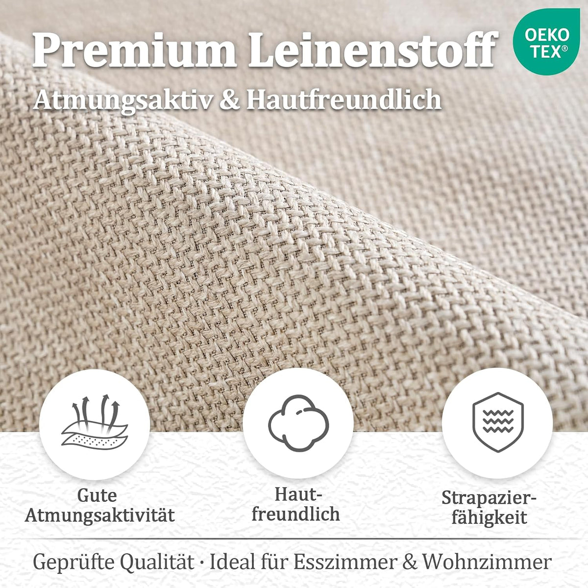 Esszimmerstühle Drehbar 4er Set mit Armlehne, 360° drehbar, Polsterstuhl Leinen, Drehstuhl Esszimmer Beige, Küchenstuhl mit Metallbeine für Esszimmer, Wohnzimmer, Büro