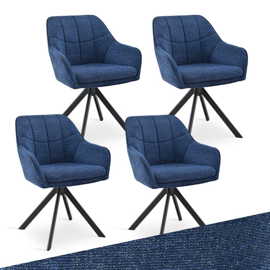 Drehstuhl Esszimmer 4er Set Samt Grün mit Armlehne Polsterstuhl Esszimmerstühle drehbar Küchenstuhl mit Metallbeine für Wohnzimmer Esszimmer