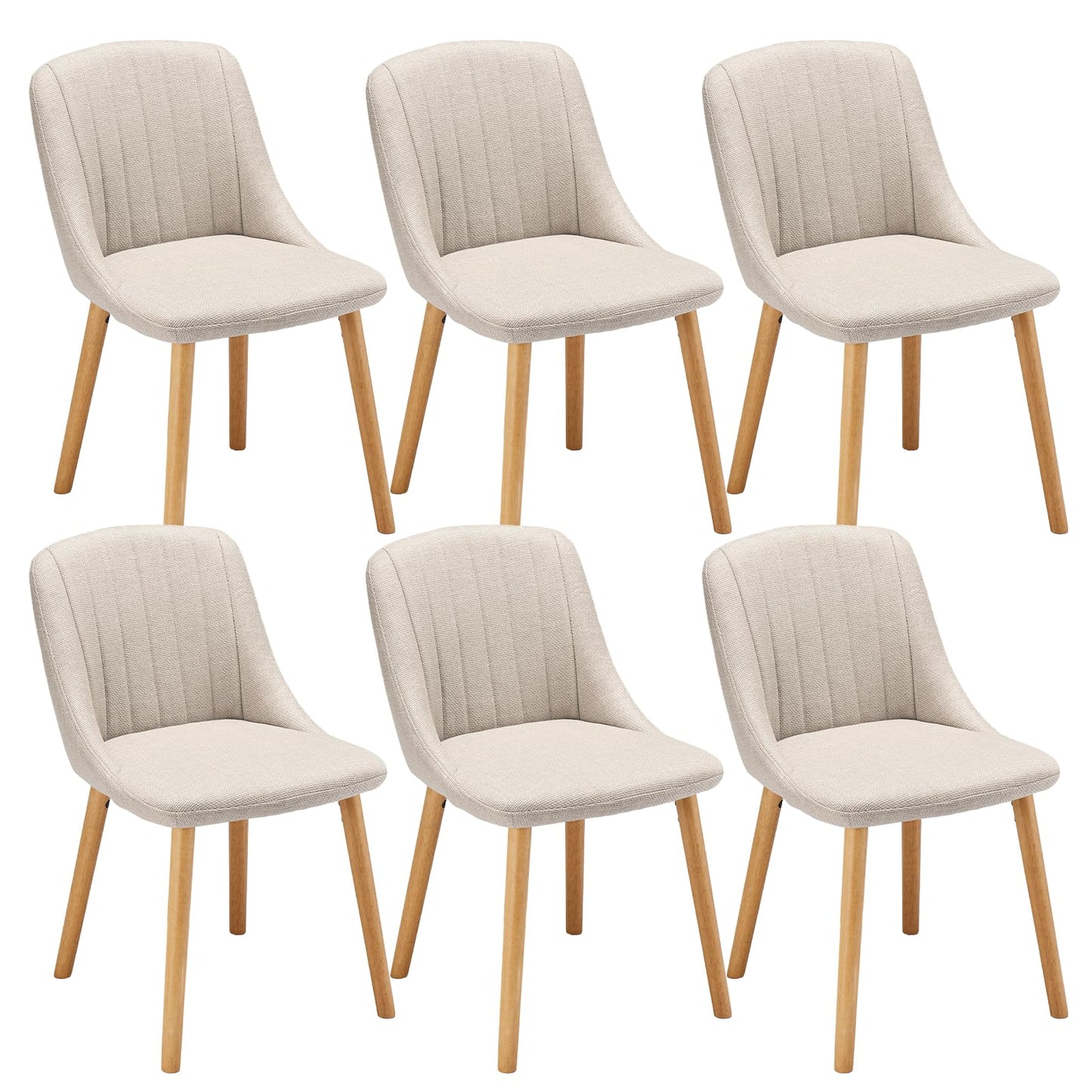 Esszimmerstühle Beige 4er Set Holzbeine Polsterstuhl Küchenstuhl aus Polyester Stühle Esszimmer Wohnzimmerstuhl für Esszimmer Küche Büro