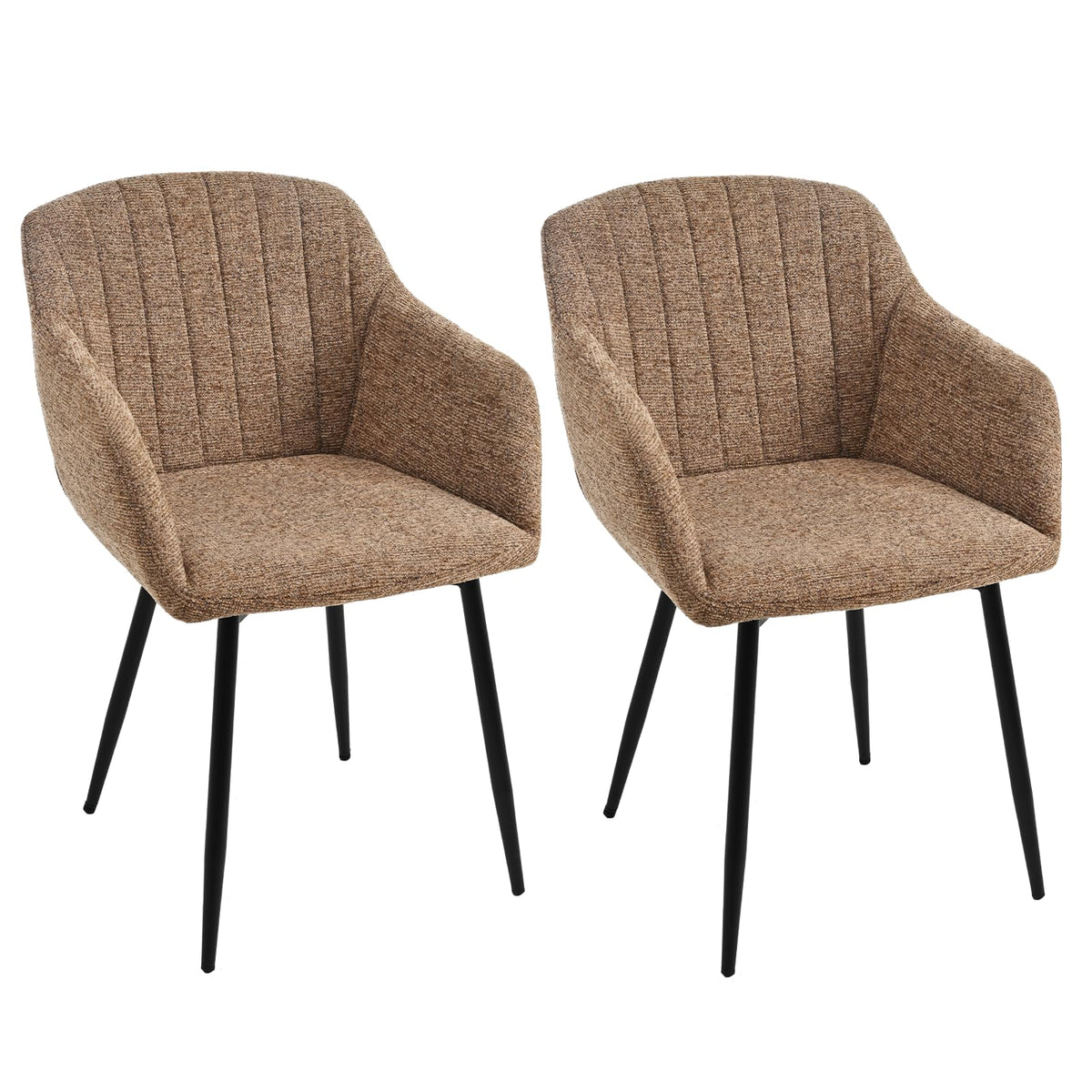 Esszimmerstühle Beige 4er Set mit Armlehnen, Modern Polsterstühle Leinen, Küchenstühle mit Metallgestell für Esszimmer, Wohnzimmer, Küche
