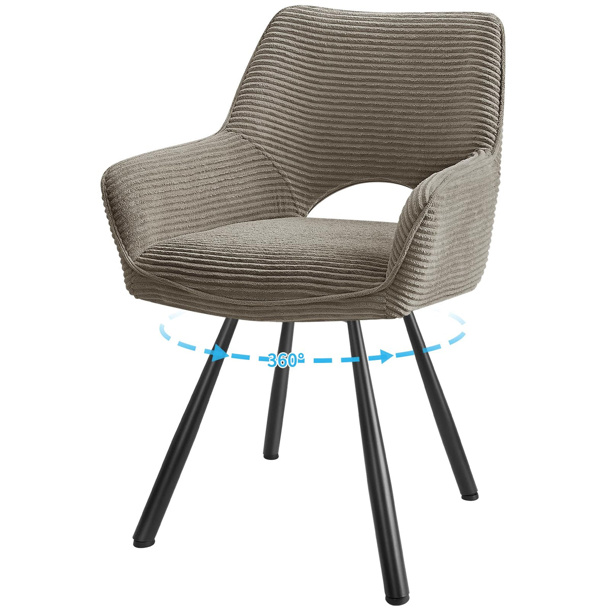 JIJIAN 2er Set 360° Drehbare Esszimmerstühle mit Armlehnen, Grün