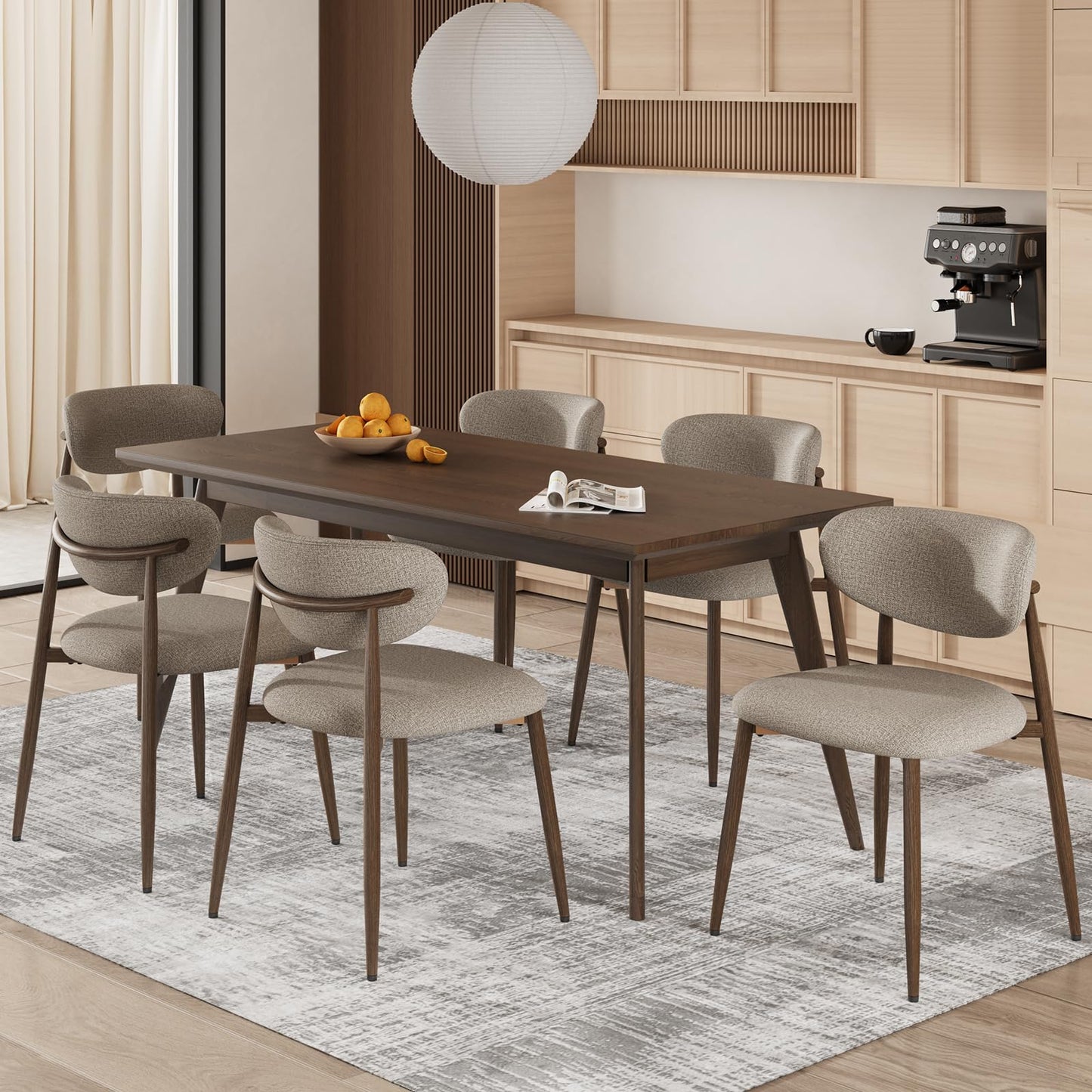 COLAMY Küchenstuhl Esszimmerstühle 4er Set, Moderne Polsterstuhl Essstühle mit Fester Rückenlehne, Stoff Esszimmerstühl mit Holzbein für Esszimmer, Küche, Restaurant, Beige
