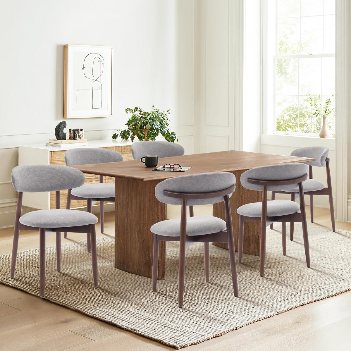 COLAMY Küchenstuhl Esszimmerstühle 4er Set, Moderne Polsterstuhl Essstühle mit Fester Rückenlehne, Stoff Esszimmerstühl mit Holzbein für Esszimmer, Küche, Restaurant, Beige