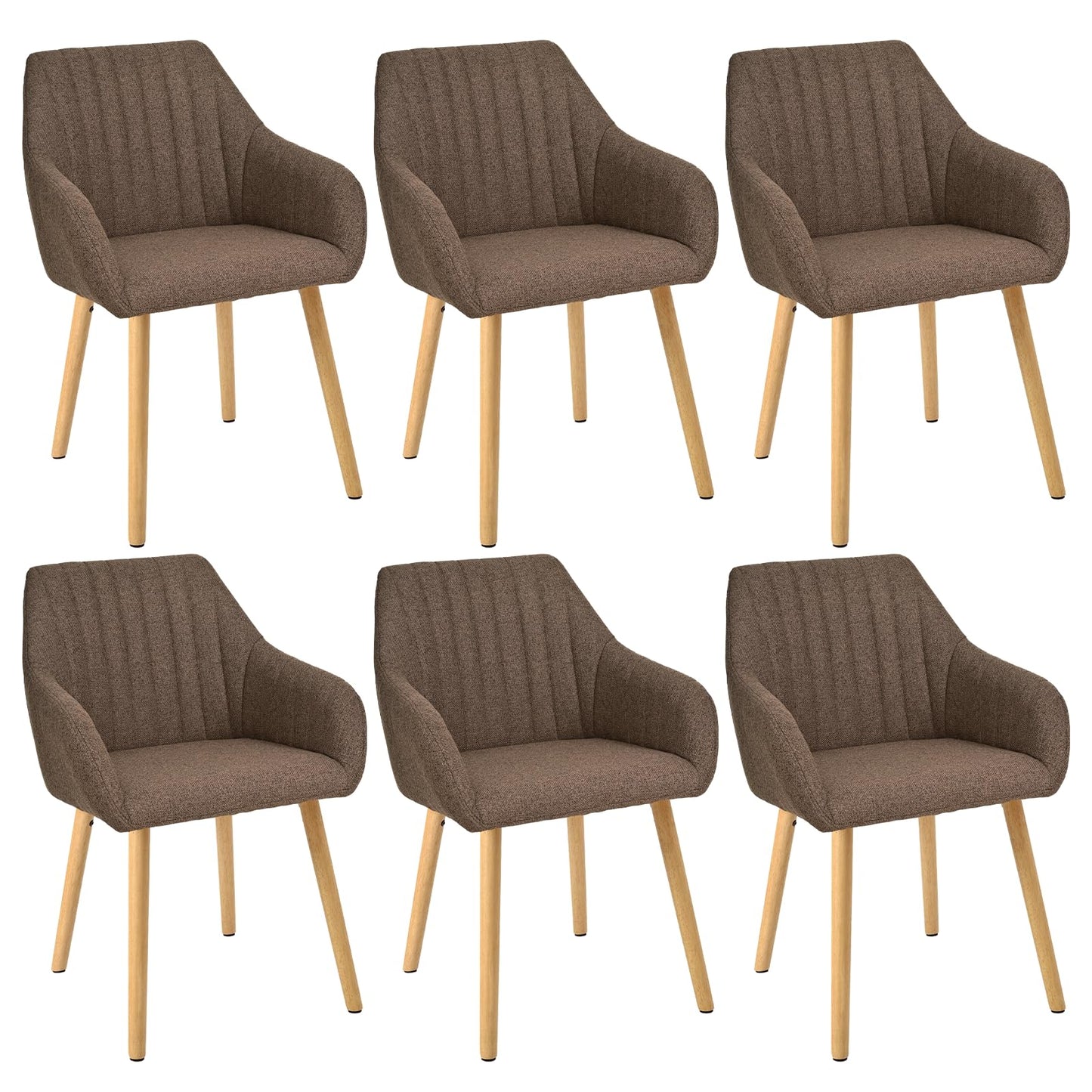 Armlehnenstuhl Esszimmerstuhl 4er Set Beige Holzbeine Polsterstuhl mit Armlehne Stühle Esszimmer Küchenstuhl Wohnzimmerstuhl aus Polyester
