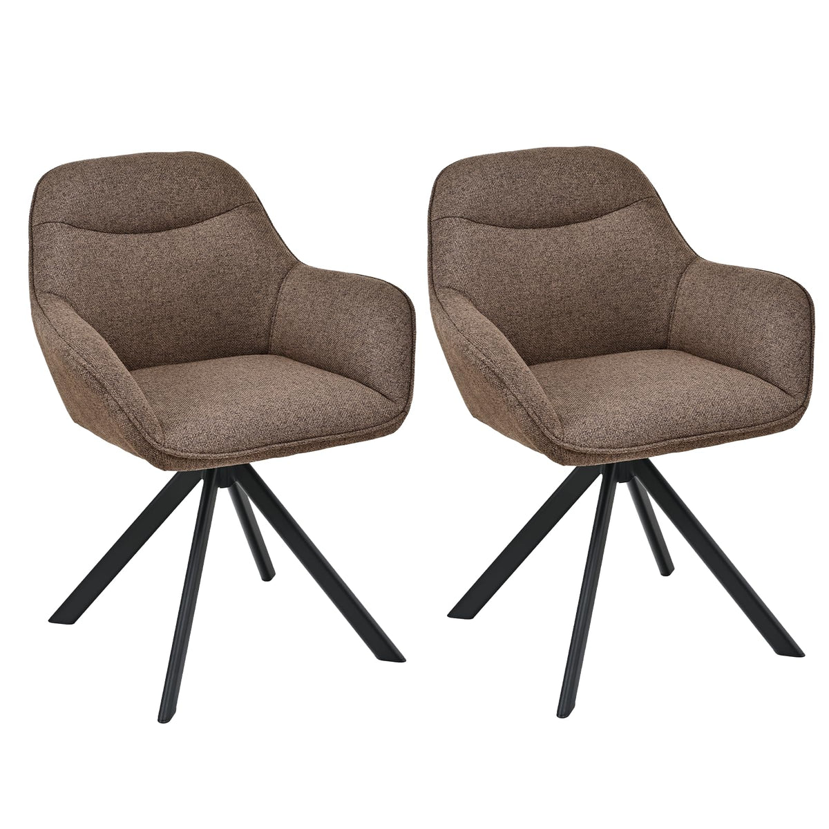 6er Set Esszimmerstühle Drehbar mit Armlehne, 360° Drehstuhl Polsterstuhl Samt Modern Küchenstuhl mit Metallbeine für Esszimmer, Wohnzimmer, Büro, Dunkelgrau