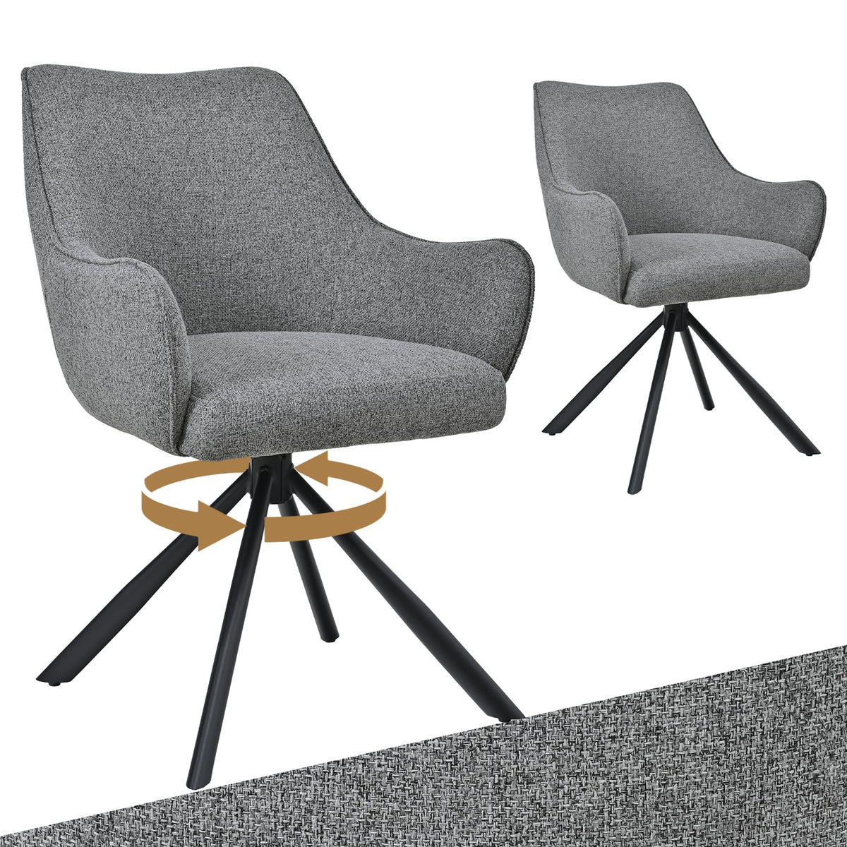 Esszimmerstühle Drehbar 4er Set mit Armlehne, gepolsterte Esszimmerstuhl mit hoher Rückenlehne für Esszimmer & Wohnzimmer, Büro, Beige1