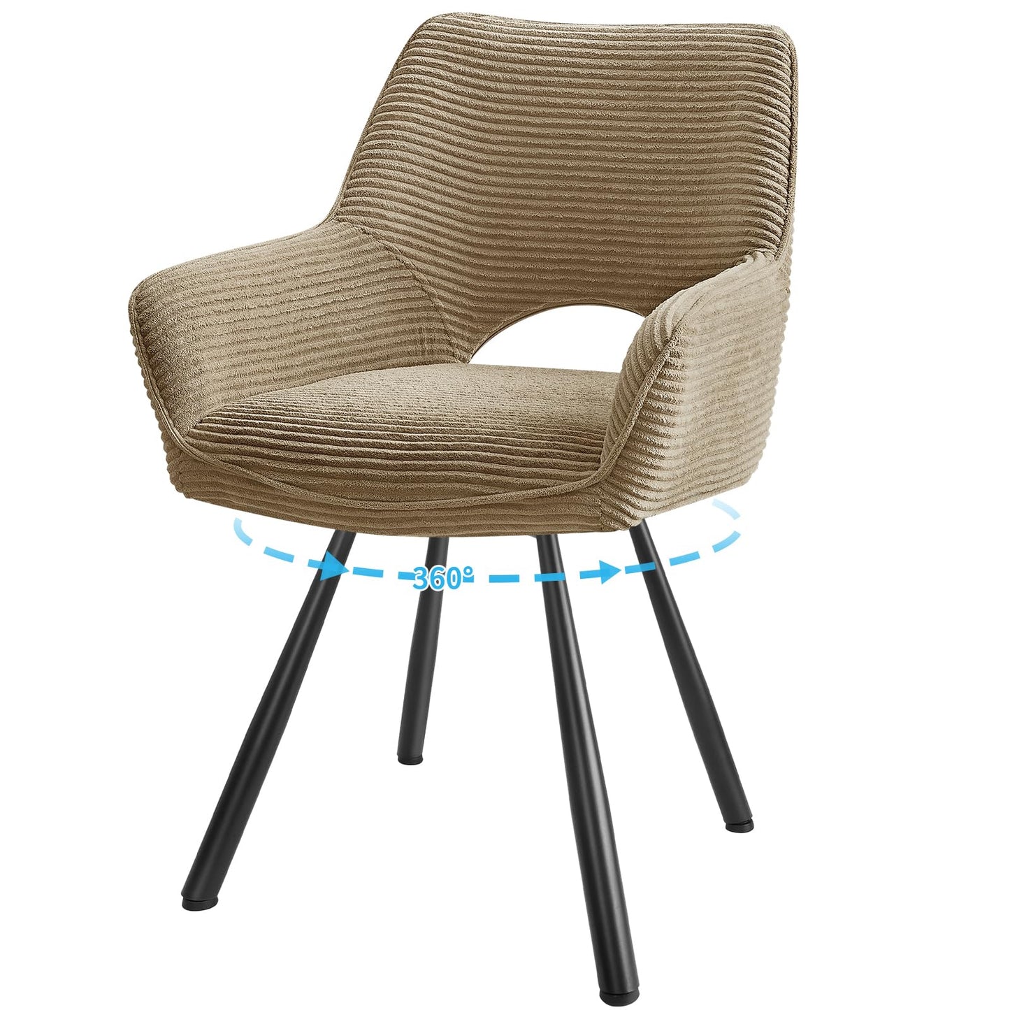 JIJIAN 2er Set 360° Drehbare Esszimmerstühle mit Armlehnen, Grün