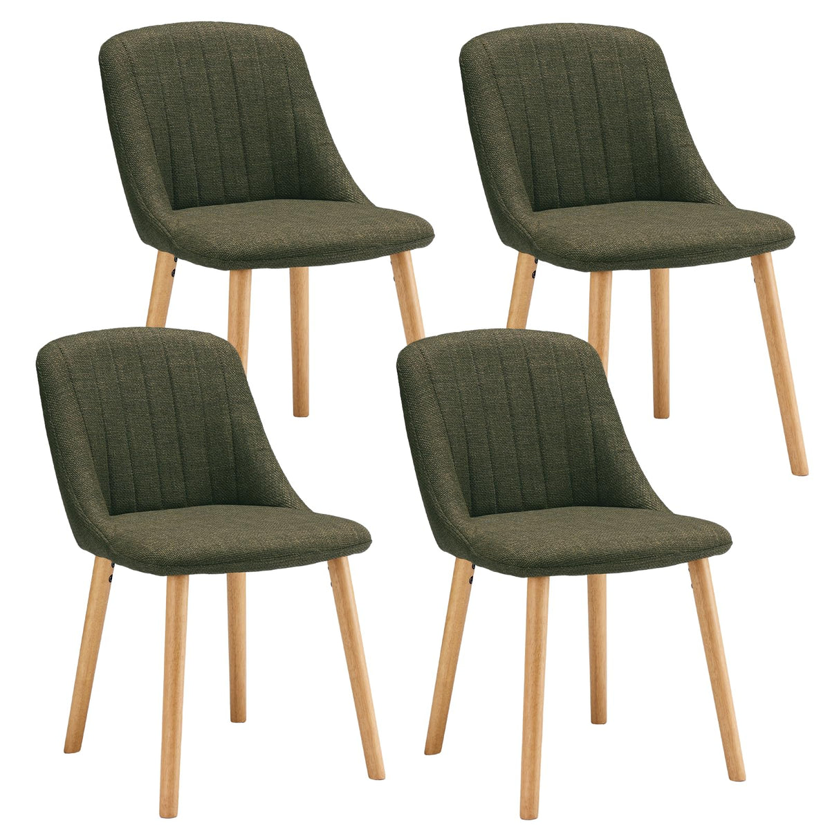 Esszimmerstühle Beige 4er Set Holzbeine Polsterstuhl Küchenstuhl aus Polyester Stühle Esszimmer Wohnzimmerstuhl für Esszimmer Küche Büro