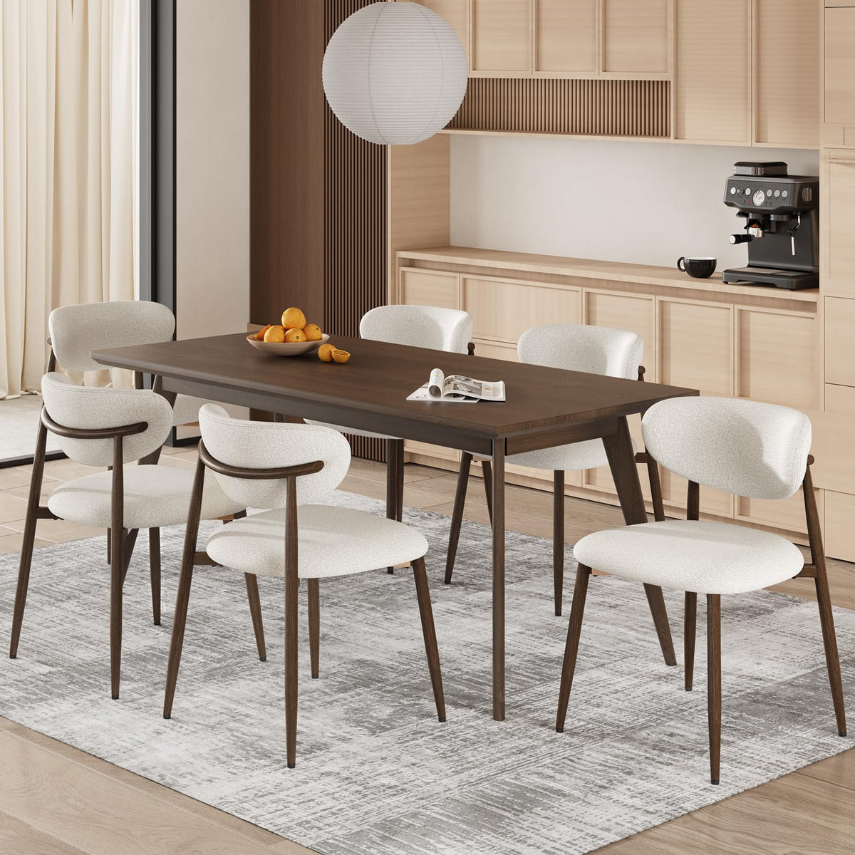 COLAMY Küchenstuhl Esszimmerstühle 4er Set, Moderne Polsterstuhl Essstühle mit Fester Rückenlehne, Stoff Esszimmerstühl mit Holzbein für Esszimmer, Küche, Restaurant, Beige