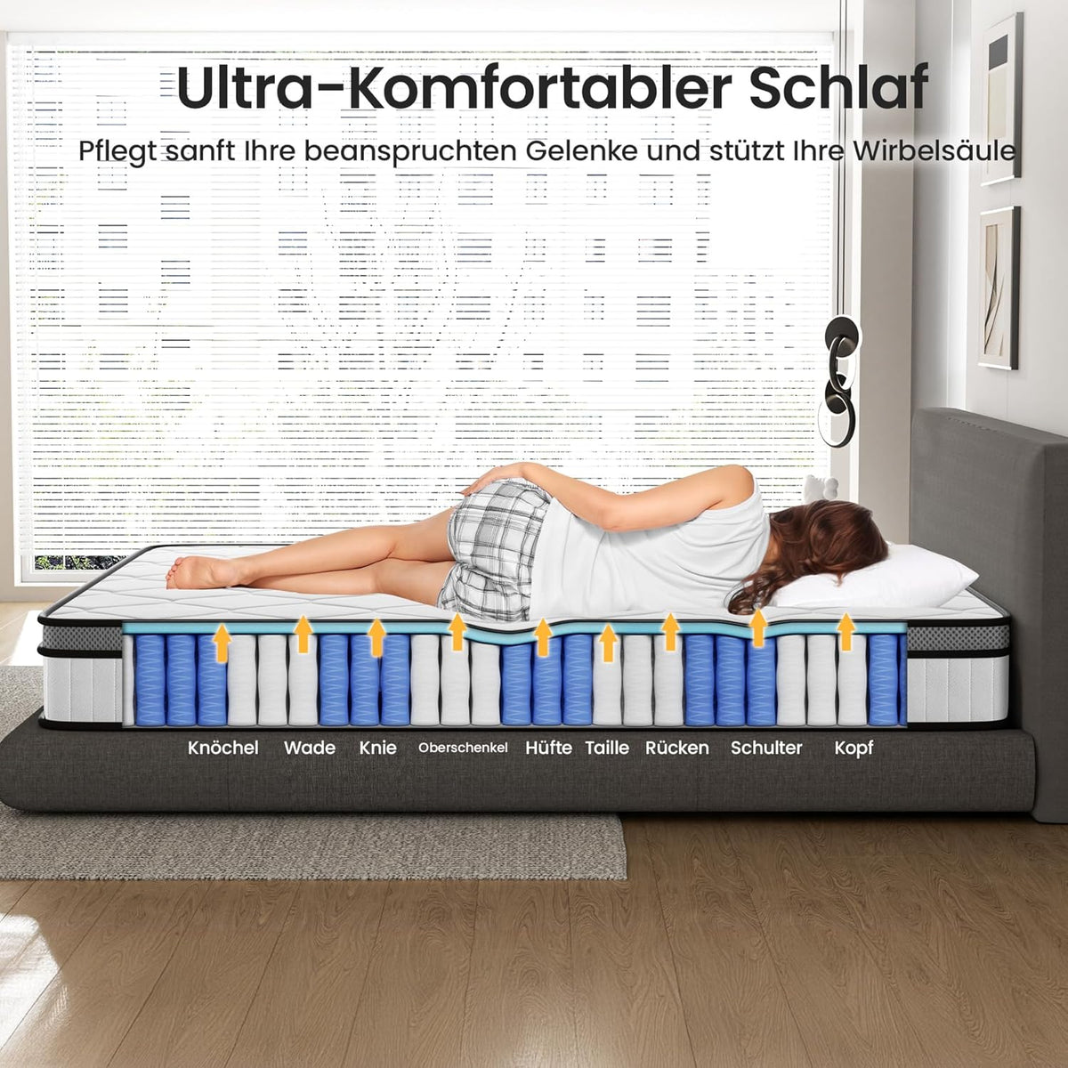 BedStory Matratze 160x200cm,Federkernmatratze H3 Höhe 20cm Taschenfederkernmatratze Mittelfeste Orthopädischem,Öko-Tex Zertifiziert, Matratze für Erwachsene