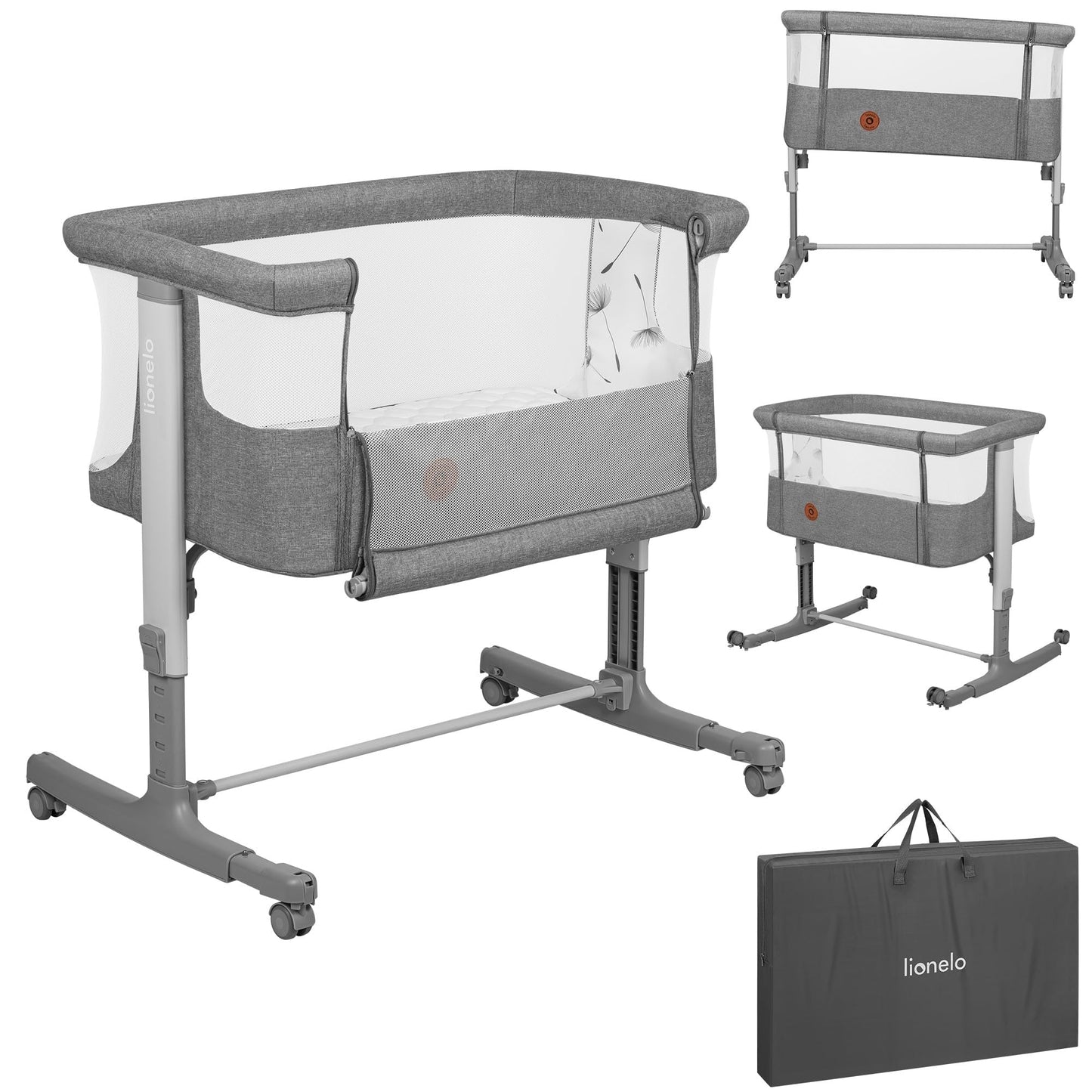Lionelo Aurora 3 in 1 Babybett bis 9 kg, Beistellbett, Wiege