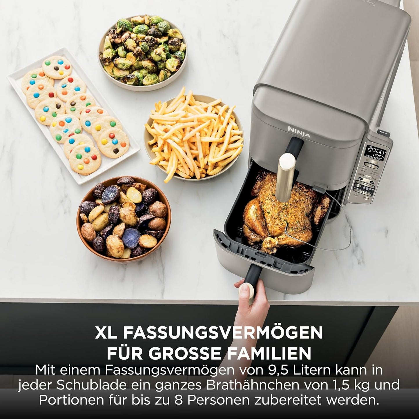 Ninja Double Stack XL-Heißluftfritteuse, 6 Funktionen, Steingold SL451EUSD