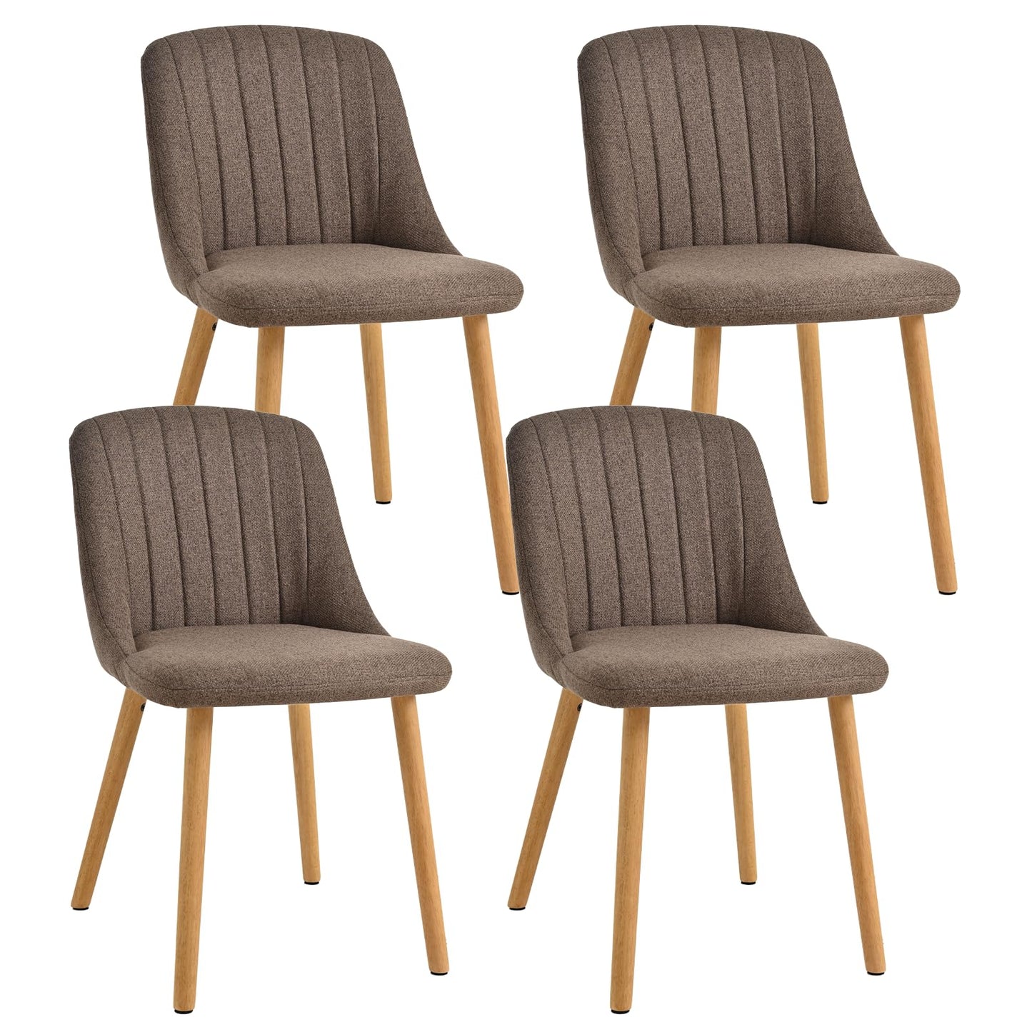 Esszimmerstühle Beige 4er Set Holzbeine Polsterstuhl Küchenstuhl aus Polyester Stühle Esszimmer Wohnzimmerstuhl für Esszimmer Küche Büro