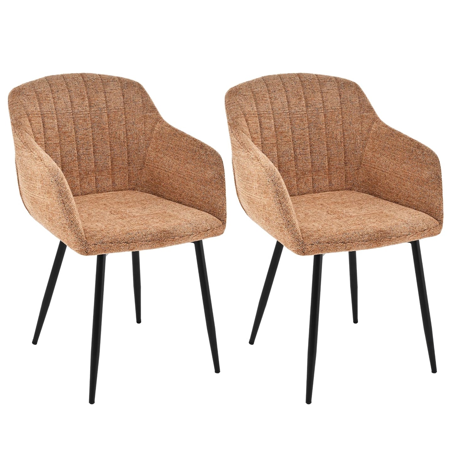 Esszimmerstühle Beige 4er Set mit Armlehnen, Modern Polsterstühle Leinen, Küchenstühle mit Metallgestell für Esszimmer, Wohnzimmer, Küche