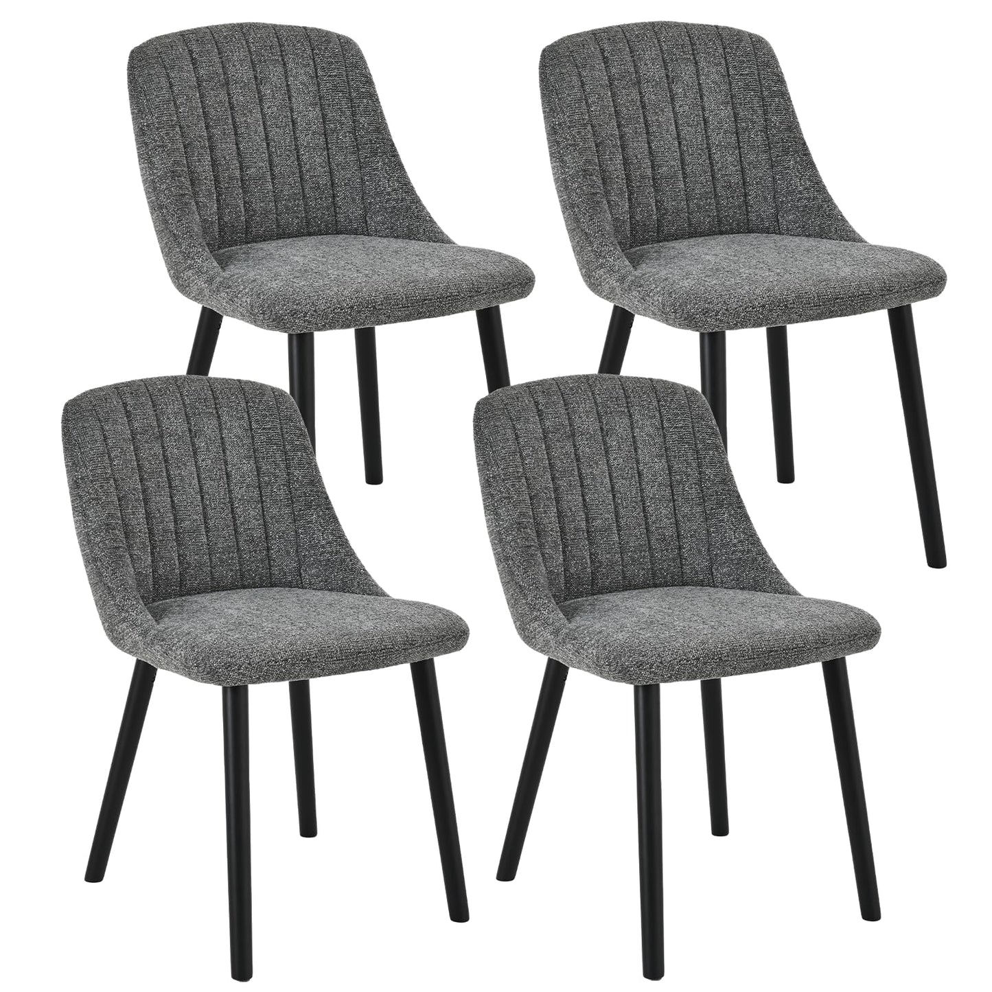 Esszimmerstühle Beige 4er Set Holzbeine Polsterstuhl Küchenstuhl aus Polyester Stühle Esszimmer Wohnzimmerstuhl für Esszimmer Küche Büro
