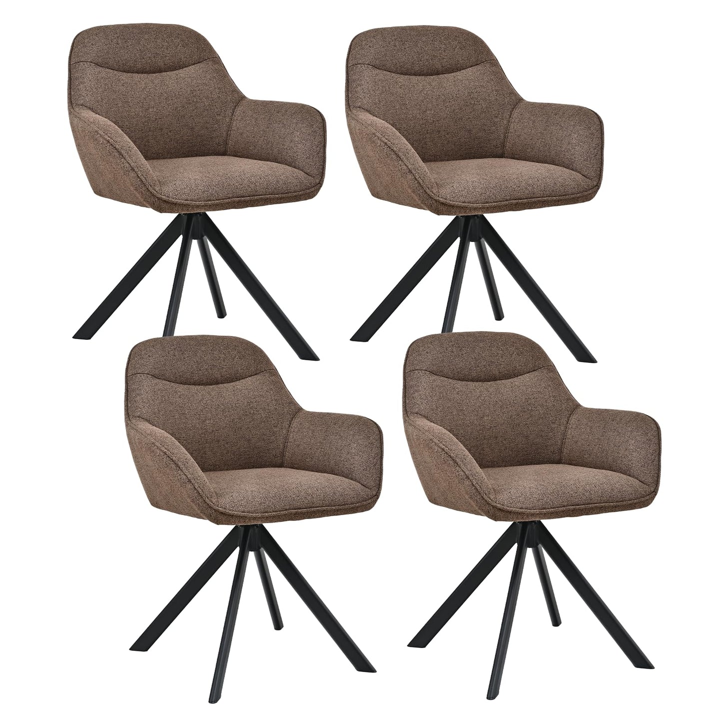 Esszimmerstühle Drehbar 4er Set mit Armlehne, 360° drehbar, Polsterstuhl Leinen, Drehstuhl Esszimmer Beige, Küchenstuhl mit Metallbeine für Esszimmer, Wohnzimmer, Büro