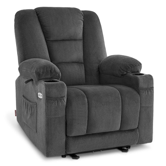 M MCombo Elektrischer Fernsehsessel Relaxsessel mit Liegefunktion, Massage & Wärme, USB-Anschluss, verstellbarer TV Sessel für Wohnzimmer