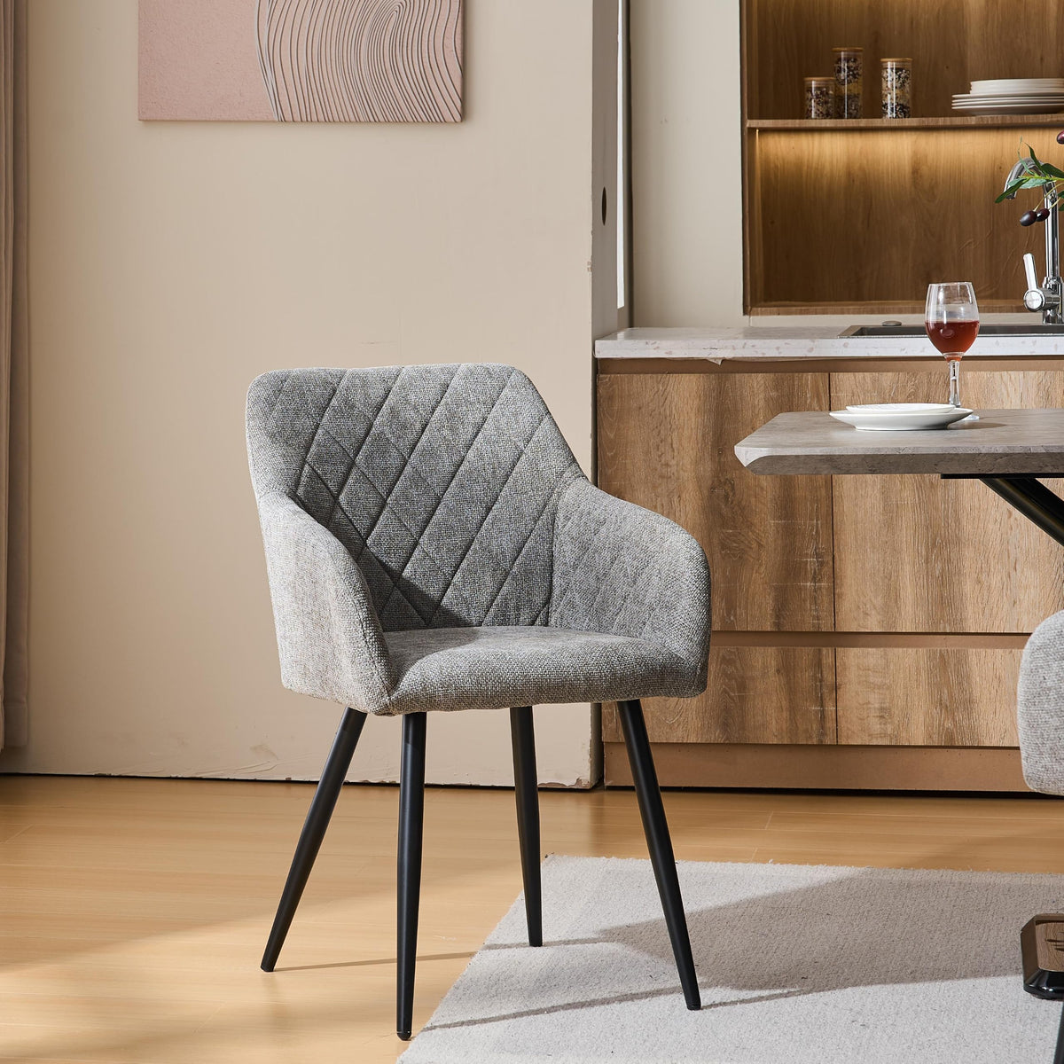 CLIPOP Esszimmerstühle 4er Set, Küchenstühle Grau Kunstlederstoff stühle Polsterstühle mit Armlehne Metallbeine Polstersessel Stühle für Esszimmer Küche (4, Kunstleder Grau)