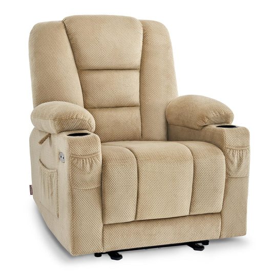 M MCombo Elektrischer Fernsehsessel Relaxsessel mit Liegefunktion, Massage & Wärme, USB-Anschluss, verstellbarer TV Sessel für Wohnzimmer