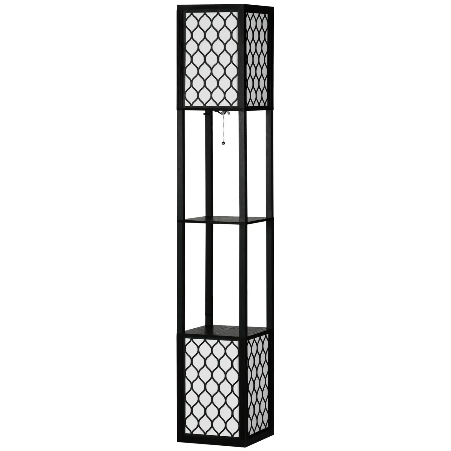 Einzigartige Stehlampe mit 2 Ablagen – Originelles Design – 26 × 26 × 156 cm